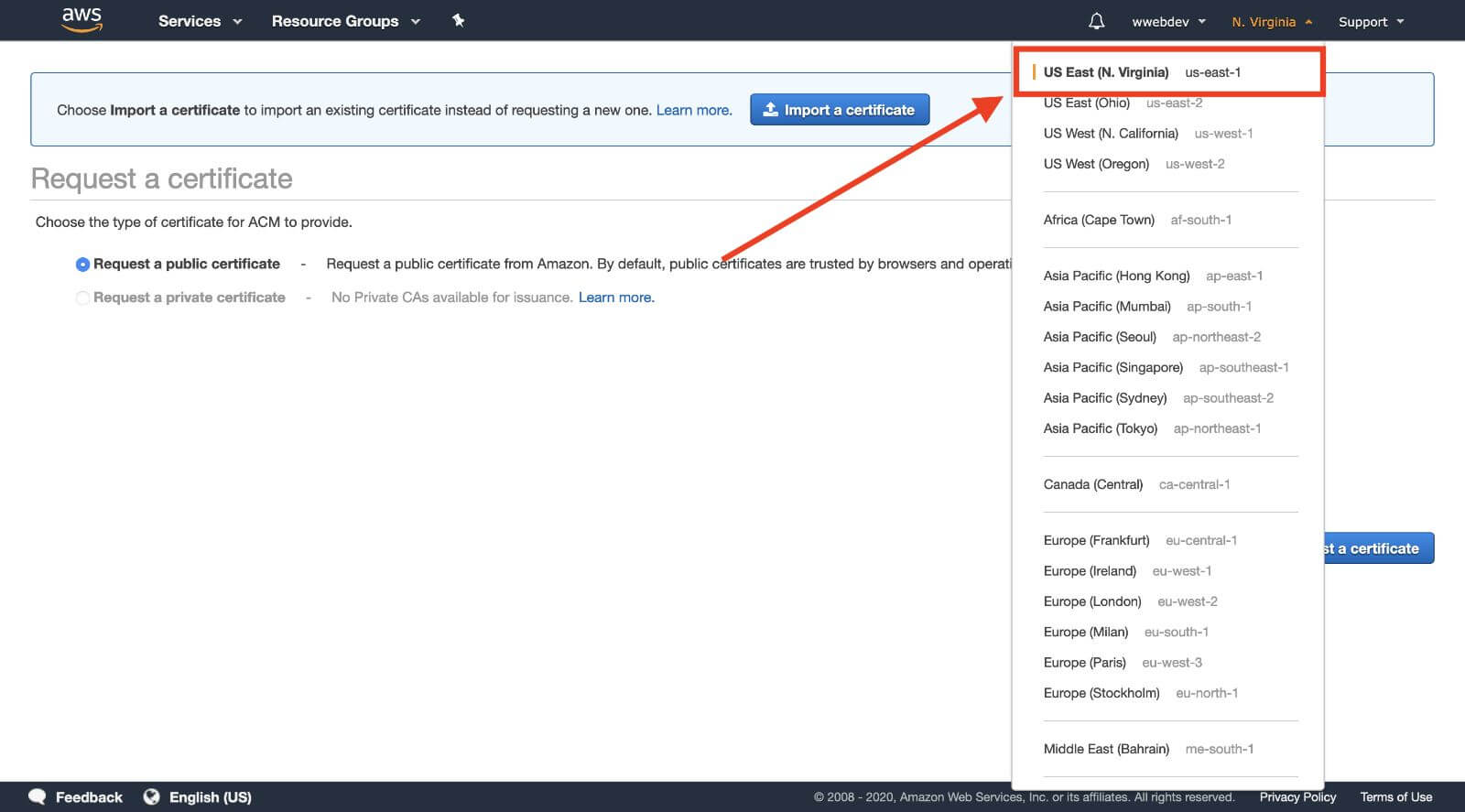 certificate switch region