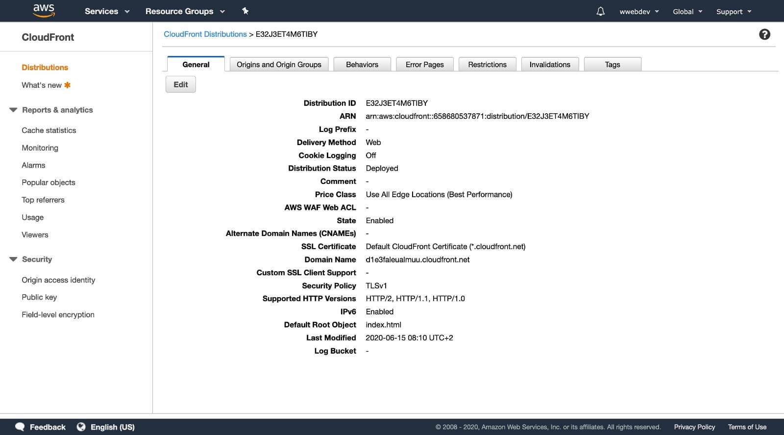 cloudfront details