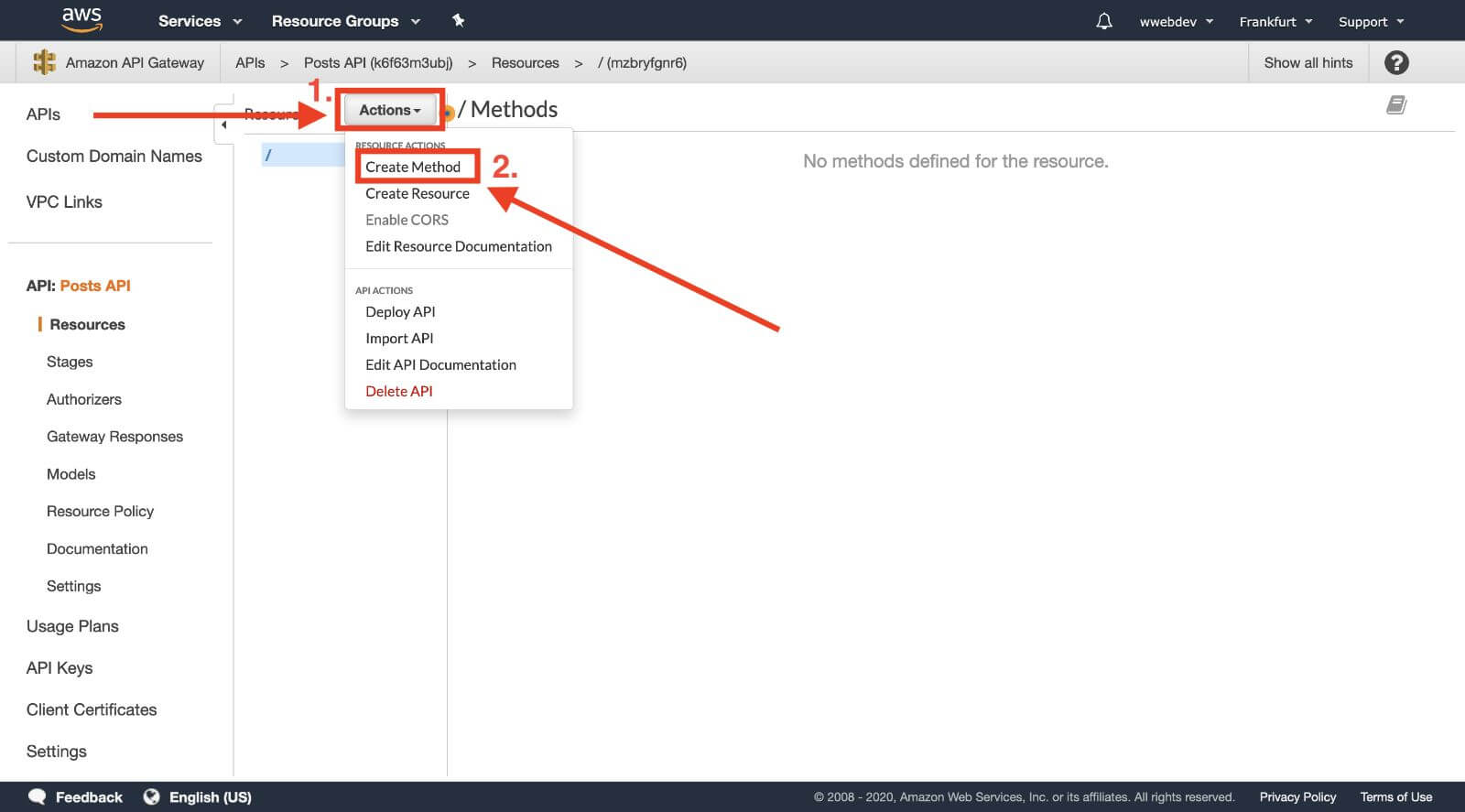 Create API Gateway Method